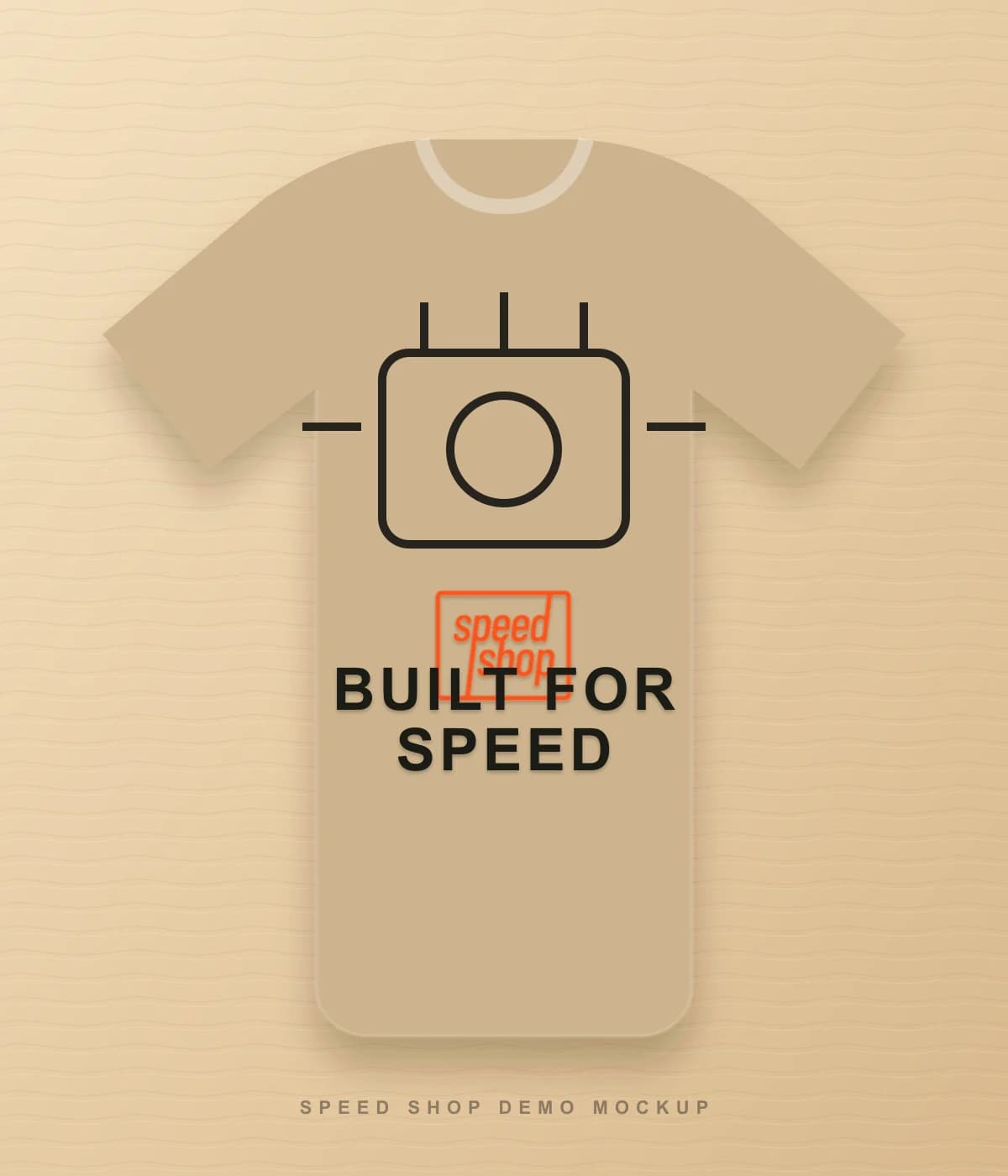 Mockup Speed Shop de camiseta areia Built For Speed